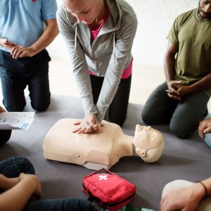 Emergency First Aid training course covering CPR, AED use, and first aid for choking, bleeding, and shock in Lanarkshire, Scotland